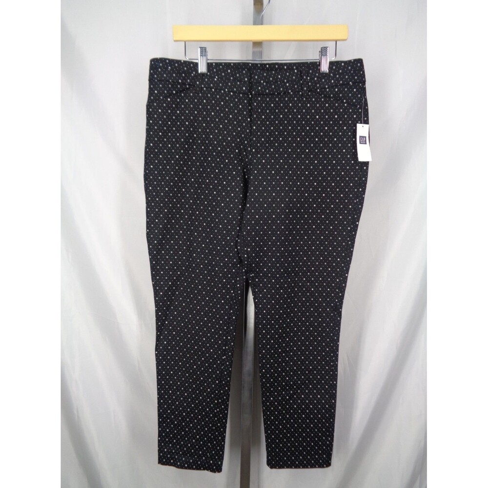 GAP Slim City Crop Pants Black Silver Stars Size 12R New